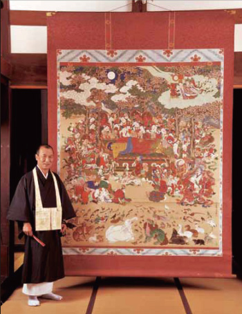 浄安寺住職と大涅槃図